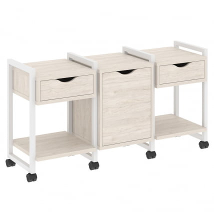 Тумба на колесных опорах наборная. Вариант №6 LOFT VR.L-TN-6.K Металл белый Денвер светлый_0