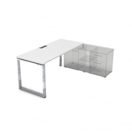 Стол рабочий, прямолинейный три опоры, правый GLOSS LINE НСТП-О.995 Белый Премиум_0