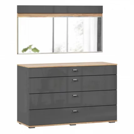 Комод 1200 с 4 ящиками и зеркалом Фиджи 011 Дуб Золотой Антрацит_0