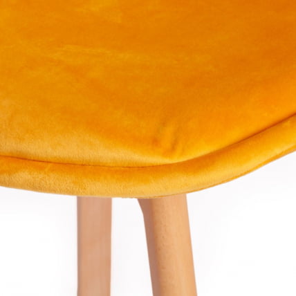 Стул TULIP SOFT (mod. 74) / 1 шт. в упаковке вельвет/дерево , 54 х 47 х 83 см , желтый (HLR 41)/натуральный_5