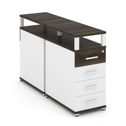 Тумба двухсторонняя опорная приставная с 4-мя ящиками и надставкой CONCEPT CN.DTGO-003 B/W Дуб Мали Белый бриллиант Белый_0
