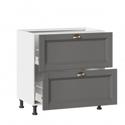 Тумба кухонная 800 с 2 ящиками ЛЮКС (4) Амели-3 ЛД 299.920.000.069 Белый Оникс серый_1