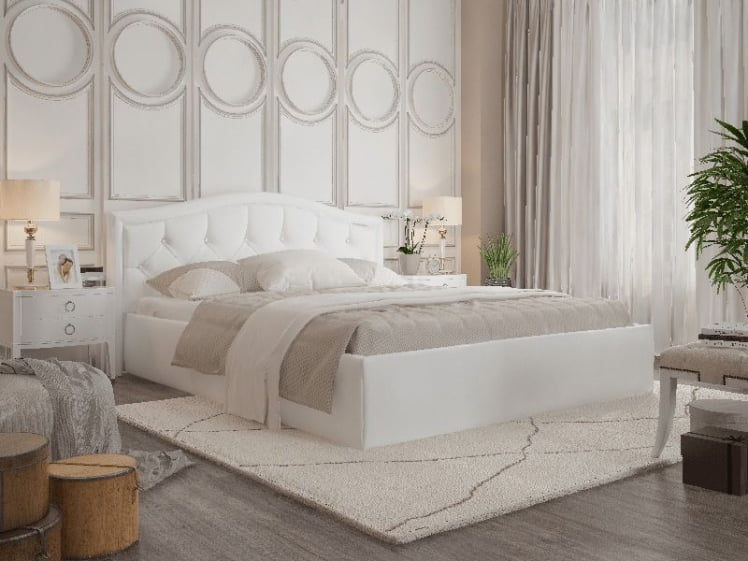 Кровать Стелла, 1600*2000 мм, искусственная кожа Vega white, белый_2