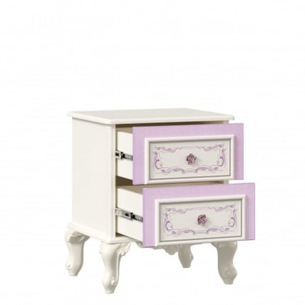 Кровать двуспальная 1600 с тумбами с подъемным механизмом с мягким изголовьем Маркиза 08 Алебастр Сиреневый_5