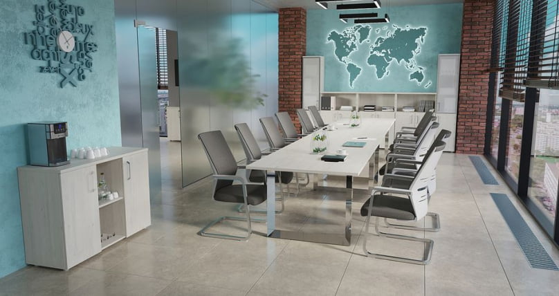 Стол рабочий руководителя на О-образном м/к ONIX DIRECT LUX M-O.MO-SRR-3.8 Денвер светлый_1