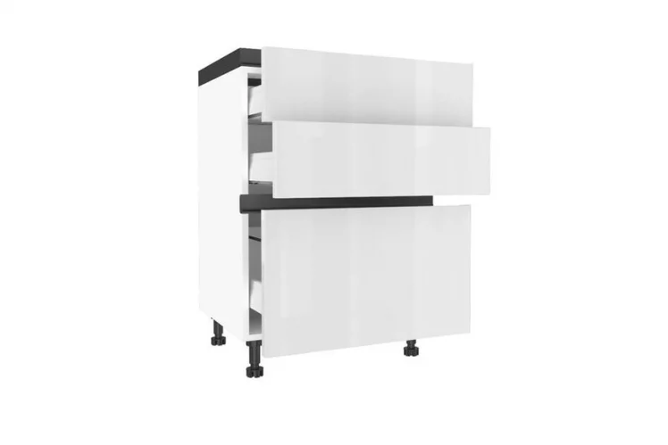 Тумба кухонная 600 с 3 ящиками ЛЮКС (4) Шервуд ЛД 281.600.000.150 Белый Белый глянец_1