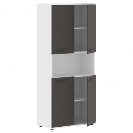 Шкаф с двумя комплектами глухих малых дверей ЕДИС ЕХCС 85.4 Мокко Мокко Белый / EDIS EHCS_1