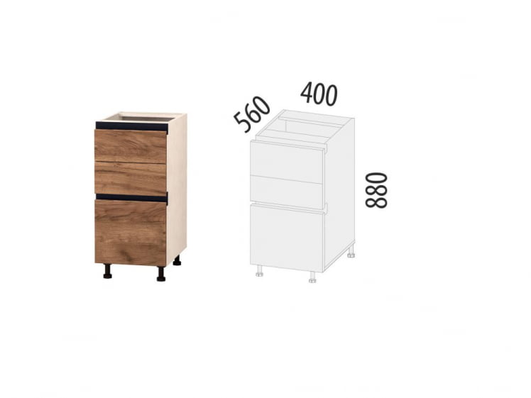 Напольный шкаф (3 ящика с системой плавного закрывания) Дакота 103.90_1