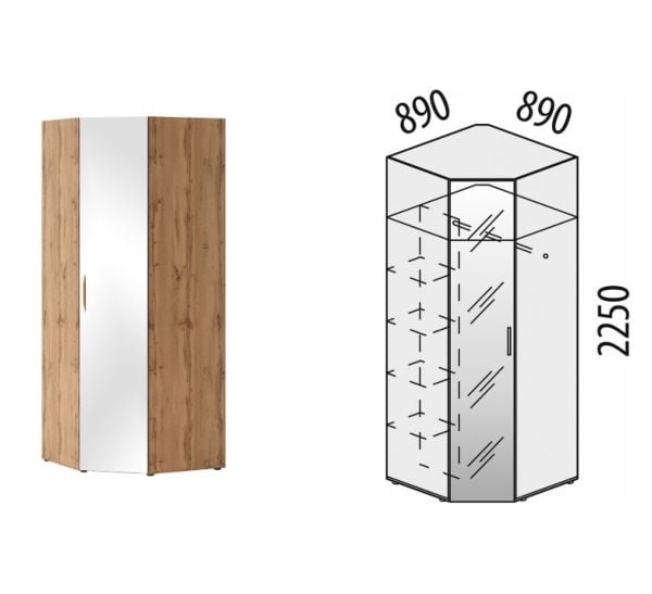Шкаф угловой с зеркалом (лев/прав) Монако 902.09.1_6
