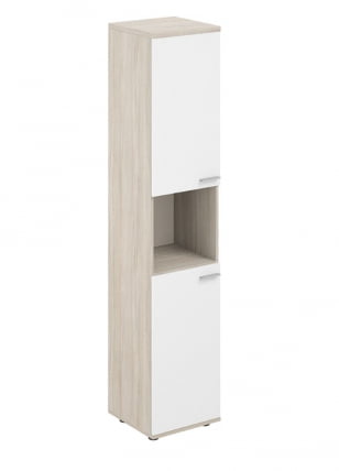 Шкаф высокий с нишей левый Sigma SG.846.OL.WH.WH.L Дуб светлый Белый_0