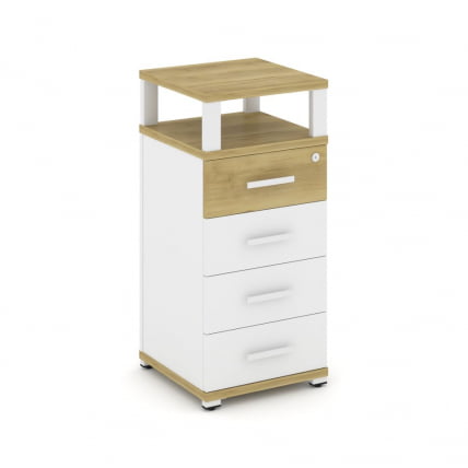 Тумба приставная с 4-мя ящиками и надставкой CONCEPT CN.TUO-003 B/W Дуб Винченцо Белый бриллиант Белый_0