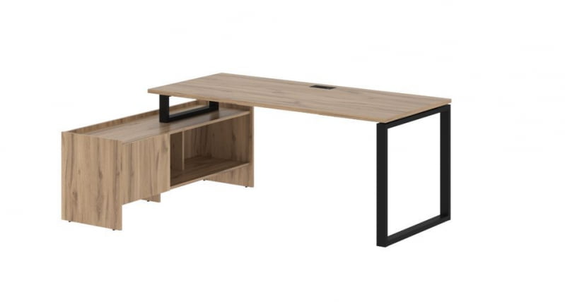 Стол с тумбой EDIS EQCT 19814 Дуб Денвер светлый Черный_0