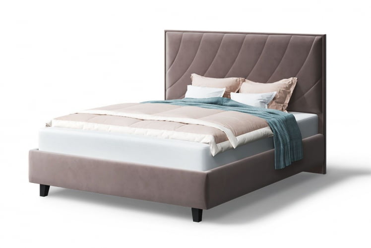 Кровать СОФИЯ 2000*1600мм (на опорах), велюр Бренди лайт 05 (кофе), (б/основания, б/матраса)_0