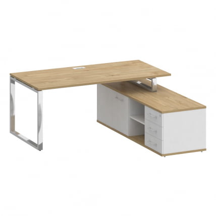 Стол руководителя с опорной греденцией, правый SHIFT SK.SRG-180 (R) Тиквуд Светлый/Белый Бриллиант_0