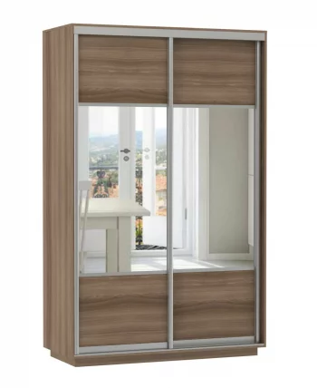 Шкаф-купе двухдверный Экспресс Дуо Комби 1400х2400h Ясень шимо тёмный_0