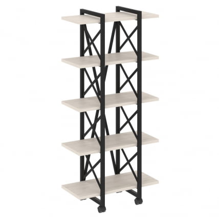 Стеллаж на колесных опорах - 5 полок LOFT VR.L-MST.K-5.4V Металл черный Денвер светлый_0