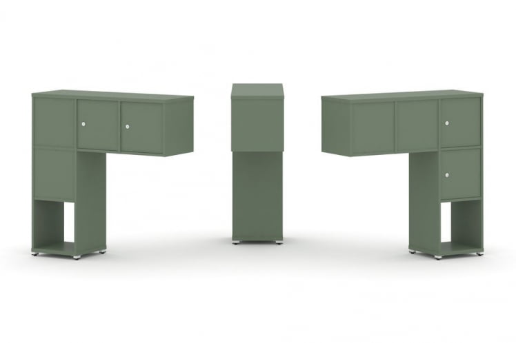 Надставка на стол низкая двухсторонняя + задняя стенка (4 шт.) + распашной фасад (4 шт.) CONCEPT CN.DNN-002 Кобо Белый металл_0