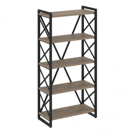 Стеллаж на регулируемых опорах - 5 полок LOFT VR.L-MST.O-5.8 Металл черный Тиквуд темный_0