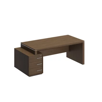 Стол руководителя левый на опорной тумбе малой VELAR ВЛ 146 ДТ Дуб табачный_0