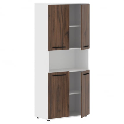 Шкаф с двумя комплектами глухих малых дверей ЕДИС ЕХCС 85.4 Дуб Денвер темный Черный Белый / EDIS EHCS_1