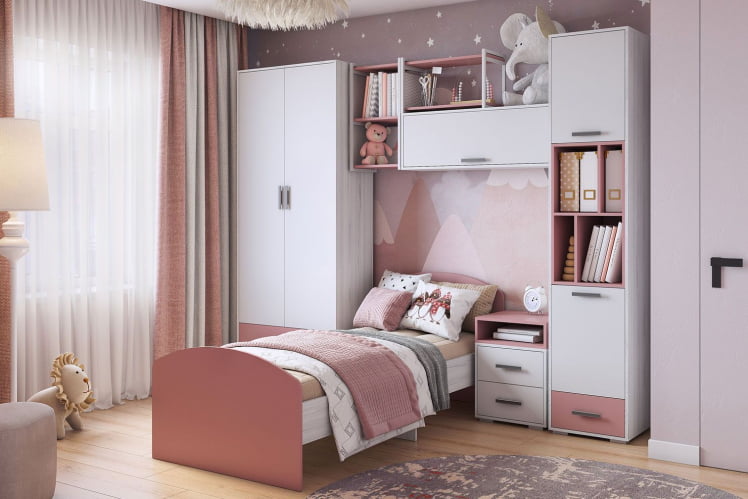 Кровать детская Лило, ясень анкор светлый/пепельная роза_2