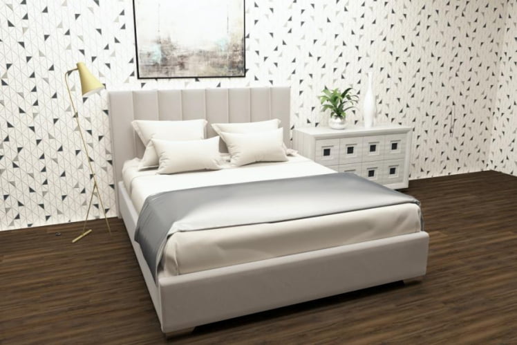 Мягкая интерьерная кровать Терра с подъемным механизмом Цвет фасада: Кремовый; Материал фасада: Металл/Велюр; Спальное место: 1200х2000 мм_0