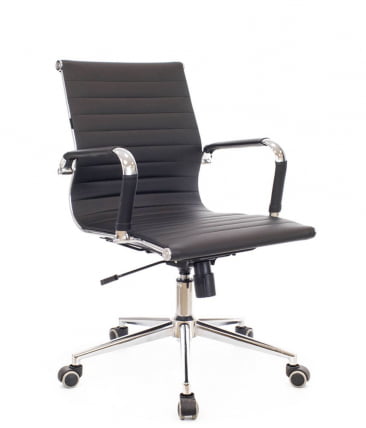 Кресло для персонала Leo T экокожа Черный_0