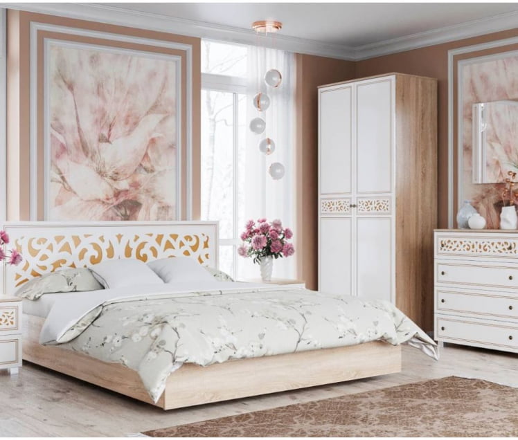 Тумба прикроватная Мадлен 10 Дуб сонома светлый Ясень белый Серебро_3