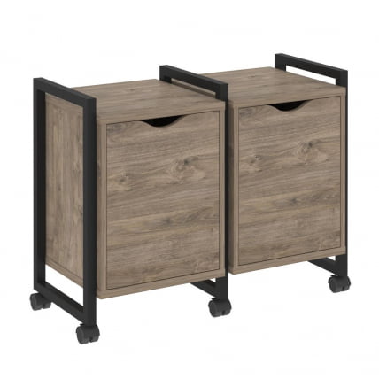 Тумба на колесных опорах наборная. Вариант №2 LOFT VR.L-TN-2.K Металл черный Тиквуд темный_0