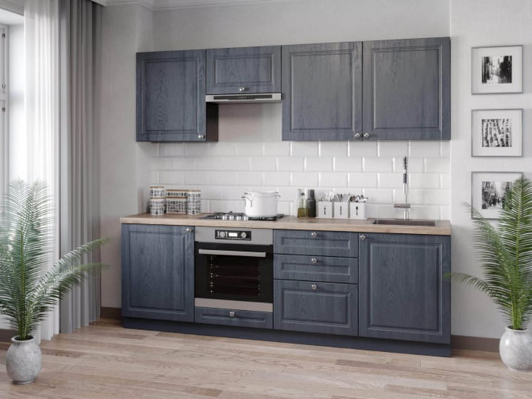 Шкаф кухонный 800 горизонтальный с 2 дверями Мокка ЛД 274.760.000.166 Черный Дуб фактурный антрацит_1