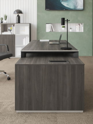 Комплект мебели для кабинета руководителя Atlas №04 Бренсон Трюфель Серый камень Антрацит_2