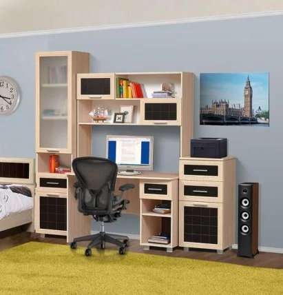 Комплект мебели для детской Уголок школьника №1 Дуб беленый Туя светлая_0