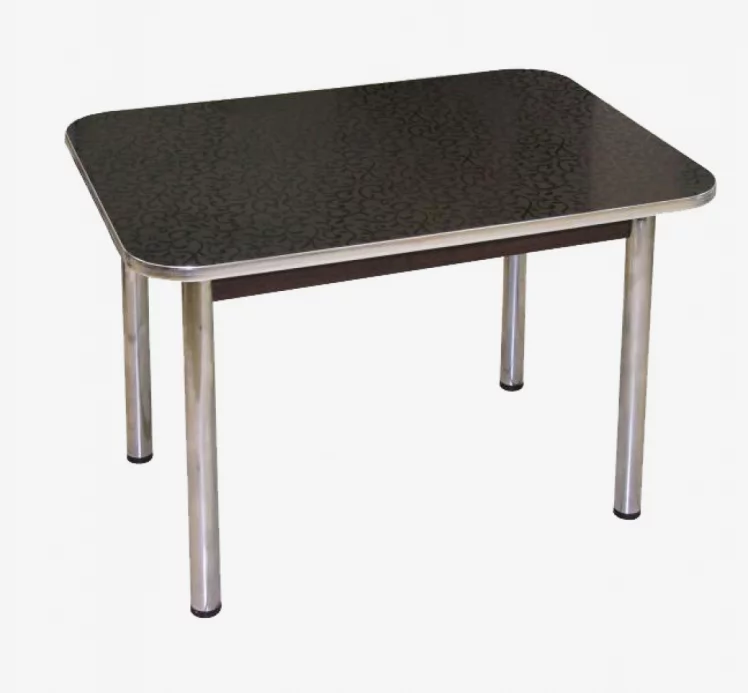 Стол обеденный Былина Черные цветы матовые/Хром_0