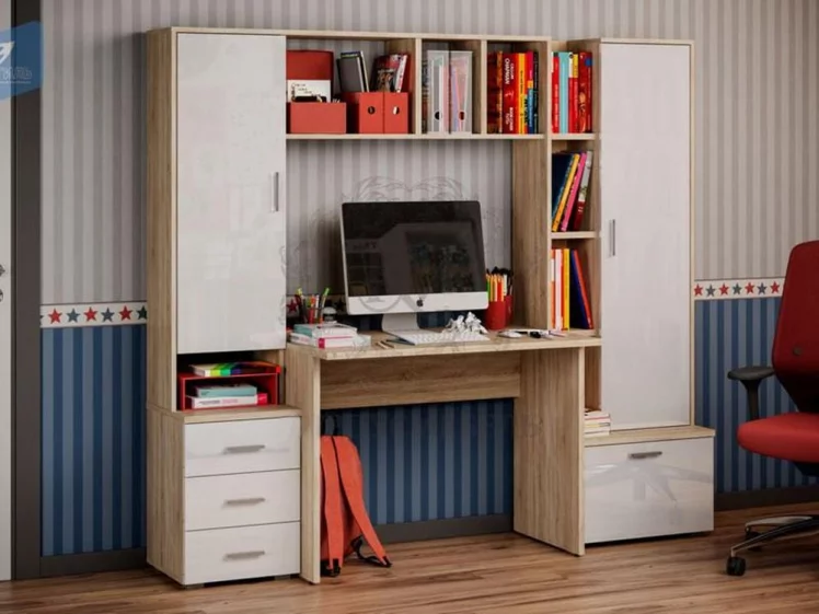 Уголок школьника Паскаль НМ-5 Дуб Сонома/Белый глянец_0