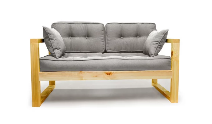 Диван двухместный DEmoku Д-2 серый-натуральный_1