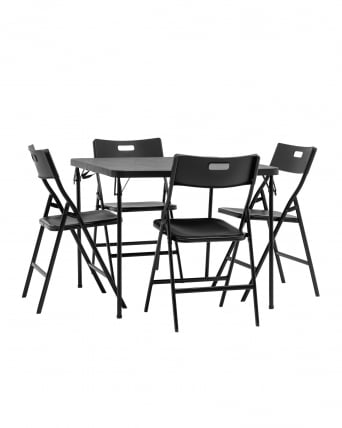 Комплект раскладного стола и стульев Кейт черный_0