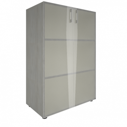 Шкаф книжный средний со стеклом без топа YALTA LT-ST 2.4 Снежная Патина_0