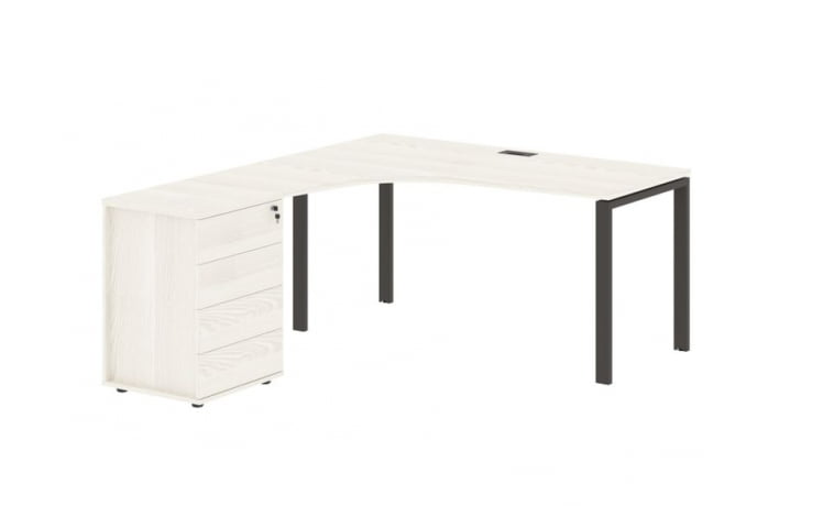 Стол эргономичный с тумбой левый EDIS EUCET 1518 L Ясень Траун Мокко_0