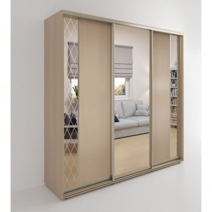 Шкаф-купе 3-х дверный Акцент-Вера ДР 2400х600 Дуб молочный_0