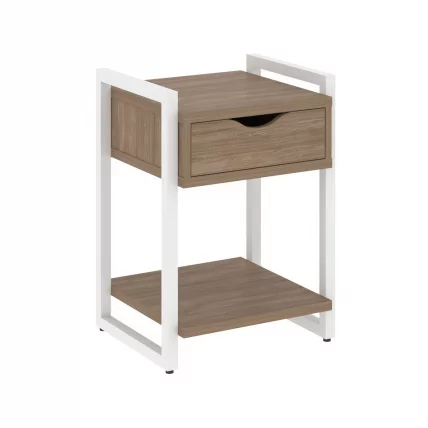 Тумба на регулируемых опорах с ящиком и полкой LOFT VR.L-T1.O Металл белый Дуб Аризона_0