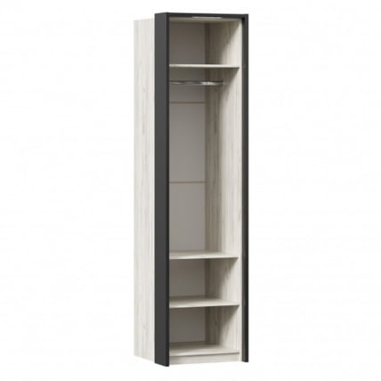 Шкаф одностворчатый с комбинированной дверью и паспарту Техно 02 Дуб Крафт белый Серый шифер_2