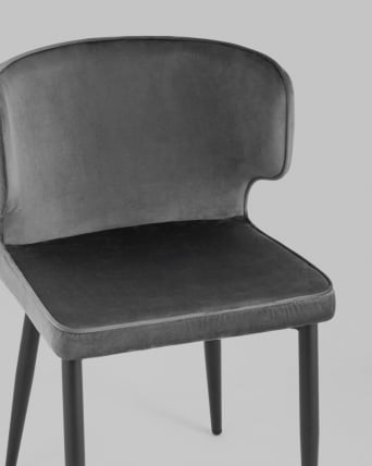 Стул Матео черные ножки велюр Серый_7