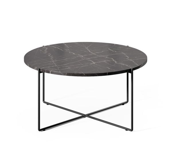 Стол кофейный СПРУТ Марбле 80*38 МРАМОР/ЧЕРНЫЙ / SPRUT Marble_0