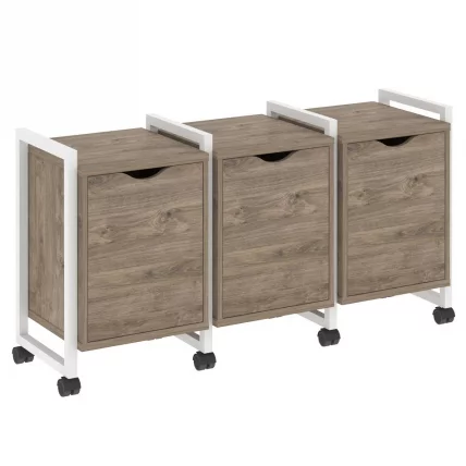 Тумба на колесных опорах наборная. Вариант №5 LOFT VR.L-TN-5.K Металл белый Тиквуд темный_0