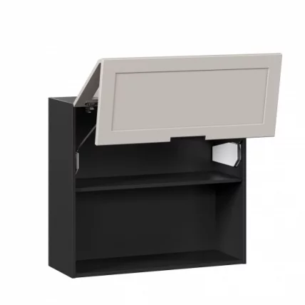 Шкаф кухонный 800 горизонтальный с 2 складными дверями комбинированный со стеклом Джамис ЛД 296.980.000.168 Черный Кашмир_1