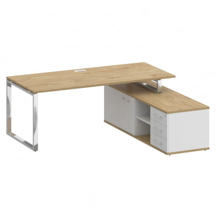 Стол руководителя с опорной греденцией, правый SHIFT SK.SRG-200 (R) Тиквуд Светлый/Белый Бриллиант_0