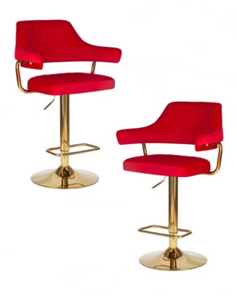 Стул барный ДОБРИН CХАРЛЙ ГОЛД (красный велюр (МДЖ9-45)) 2 шт / DOBRIN CHARLY GOLD (MJ9-45))_0