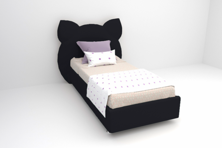 Детская кровать "Котя" с ортопедическим основанием Цвет фасада: Кольт Ч; Цвет корпуса: Кольт Ч; Материал фасада: Искусственная кожа; Размер: 900х2000 мм; Спальное место: 900х2000 мм _0