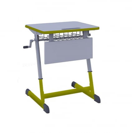 Парта одноместная НОМАД В 600х500 с ручной регулировкой высоты с антивандальной полиуретановой кромкой (рост 4-6) Оливковый/Серый / NOMAD V_0