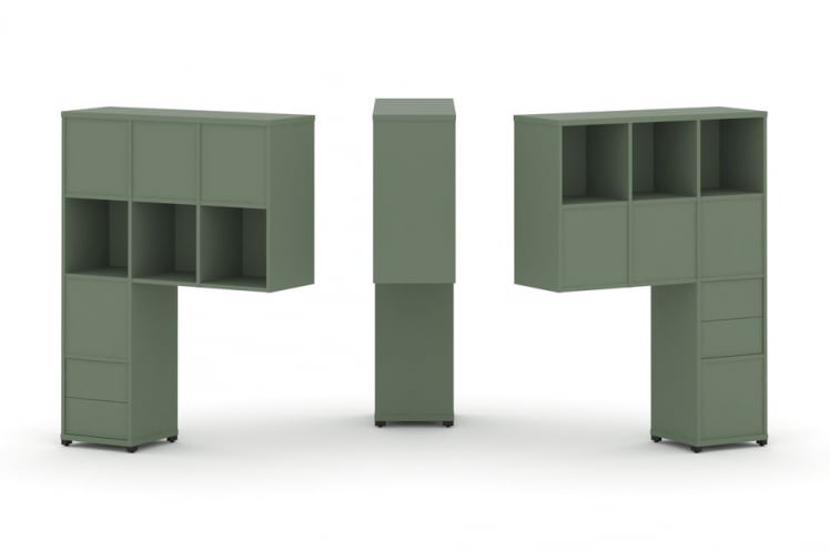 Надставка на стол высокая двухсторонняя + задняя стенка (8 шт.) + блок с 2-мя ящиками (2 шт.) CONCEPT CN.DNV-006 Кобо Черный металл_0